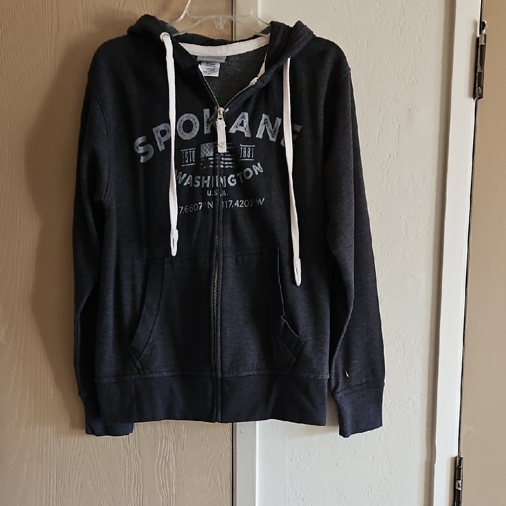 Spokane Dark Gray Zip-Up Hoodie Small